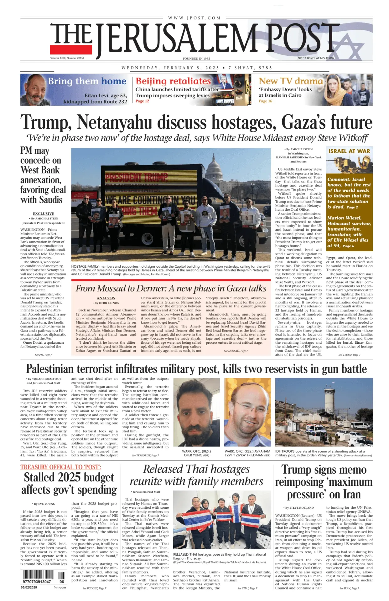 Prima-pagina-the jerusalem post-edizione-di-oggi-05-02-2025